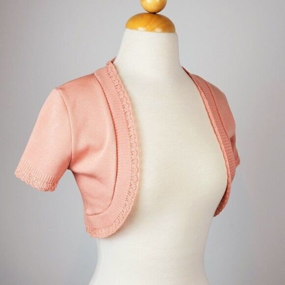 Women's Cropped Cardigan Top Coat Pink  by Debut - Picture 3 of 3